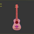 Handcrafted Wooden Ukulele With Decorative Red Patterns And Exquisite Body Design Features 3d model