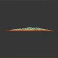 Scenic 3D Terrain Model with Red Green Mountains and Blue Lakes in Grid Background