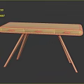 Modern Wooden Desk With Three Drawers And Triangular Legs Design 3d model
