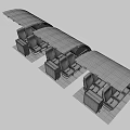 Single Chair Interior in Airplane Cabin With Blue Brown Grey Seats and Trolley