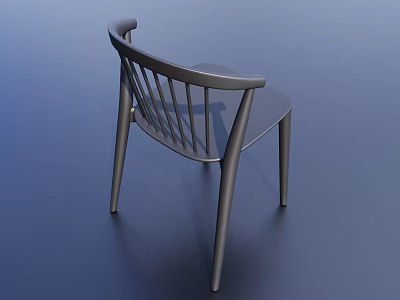 Modern Dining Chair With Ergonomic Backrest And Sleek Wooden Frame Design 3d model