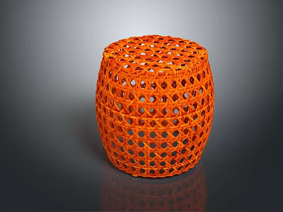 Orange Woven Round Stool With Hollow Openwork Design And Modern Stylish Appearance 3d model