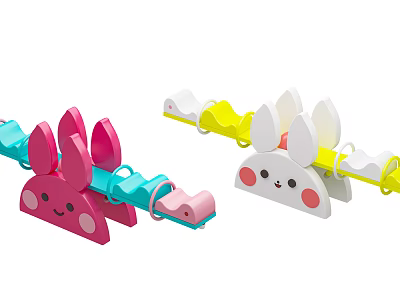 Colorful Cartoon Shaped Playground Equipment with Rabbit Ears and Smiling Faces for Kids Fun Activities 3d model