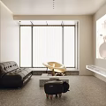 Modern Living Room With Black Sofa Curved Chair And Projection