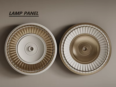 Ornate Circular Lamp Panels With Gold White Decorative Details For Ceiling Lighting 3d model