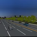 Urban Road Infrastructure With Multiple Lanes Street Lights Green Trees And Vehicles In Cityscape