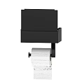 Black Wall Mounted Toilet Paper Holder With Storage Tray Bathroom Essentials