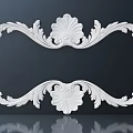 Elegant White Symmetrical Decorative Carvings With Scroll Shell Patterns And Reflection On Dark Background 3d model