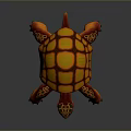 Colorful Turtle with Orange Yellow Shell and Red Green Patterned Body in 3D Rendered Illustration