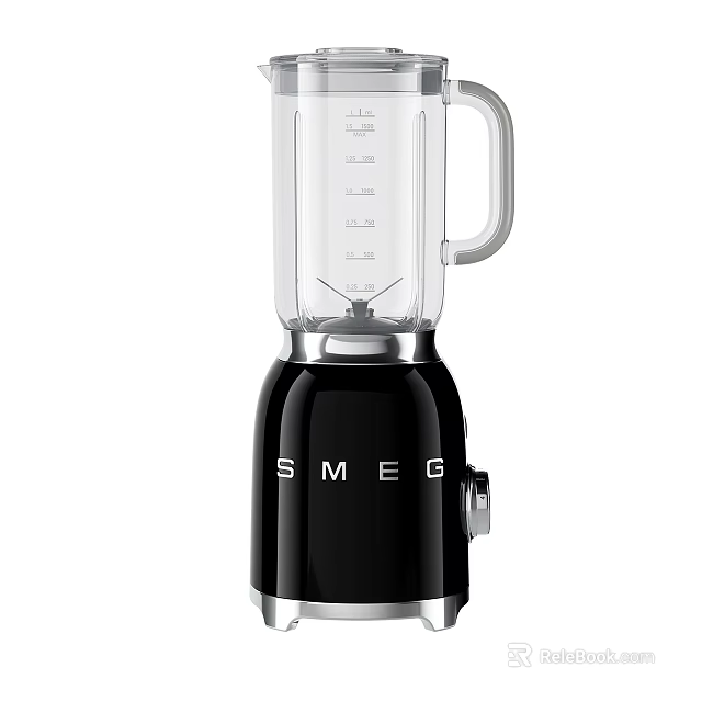 SMEG Black Design Blender with Transparent Measuring Cup and Handle as Modern Household Appliance 3d model 