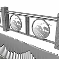 Modern Stainless Steel Railing With Geometric Pattern And Sleek Vertical Lines 3d model