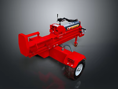 Red Portable Wood Splitter Machine With Engine And Wheels On Trailer 3d model