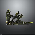 Futuristic Black And Green Spacecraft With Multiple Thrusters And Wing Structure For Interstellar Exploration 3d model