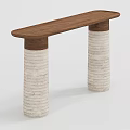Modern Side Table With Brown Wooden Top And White Stacked Textured Base