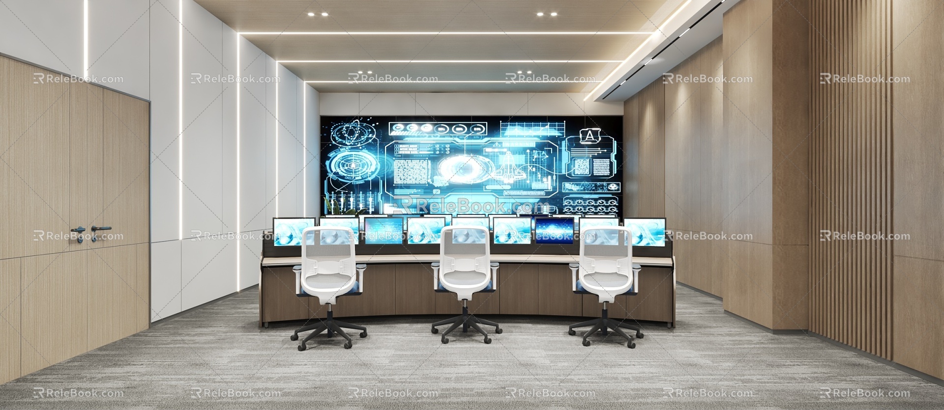 Command Room of Modern Monitoring Room 3d model