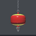 Red Hanging Fire Equipment with Chain and Yellow Accents for Safety
