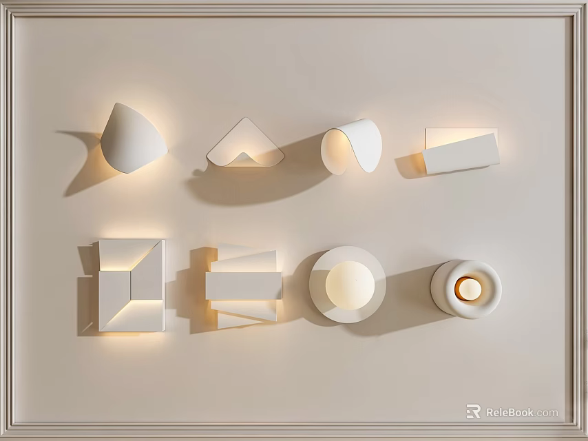 Modern White Wall Sconces With Various Geometric Shapes For Home Decor 3d model