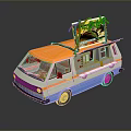 Mobile Taco Food Truck With Orange And Blue Color Open Window And Neon Sign