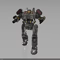 Mechanical Robot Character Design With Metallic Armor Shoulder Red Lights And Weaponry 3d model