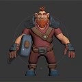 Fantasy Dwarf Character With Red Hair Orange Beard Red Tunic Gray Armor And Blue Boots