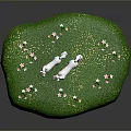 White Unicorns Standing On Green Grass With Small Flowers Decorating The Scene
