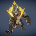 Fantasy Wolf Creature With Yellow Spiked Accents Muscular Build And Sharp Claws