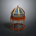 Wooden Decorative Display Stand With Octagonal Glass Dome Top 3d model
