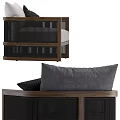 Modern Single Sofa With Gray White Cushions Decorative Pillows And Wooden Frame