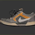 Gray And Orange Retro Sneakers With Laces Beige Sole Classic Design