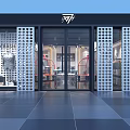 Modern Clothing Store With Red Arched Carts Black Floor Large Windows And Clothing On Racks