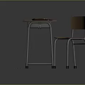 Wooden Student Desk And Chair With Metal Frame And Wood Shavings On Tabletop