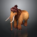 3D Render Of Mammoth With Brown Fur White Tusks And Topknot Standing On Dark Background
