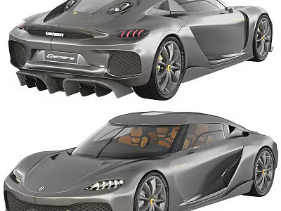 Gray Luxury Sports Car With Sleek Design Brown Interior And Black Wheels 3d model