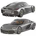 Gray Luxury Sports Car With Sleek Design Brown Interior And Black Wheels