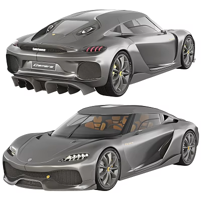 Gray Luxury Sports Car With Sleek Design Brown Interior And Black Wheels 3d model
