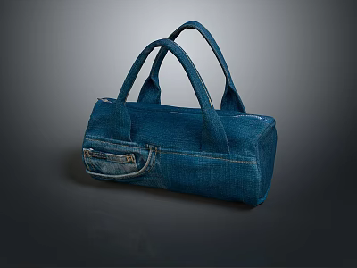 Blue Denim Handbag With Two Handles And Front Small Pocket For Daily Use 3d model