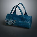 Blue Denim Handbag With Two Handles And Front Small Pocket For Daily Use 3d model