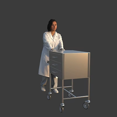 Foreign female doctors, nurses and researchers 3d model