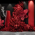 Stunning Red Flowers Photo Spot With Black Background Red Curtains And Letters