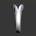 Elegant Silver Ring With Purple Gemstone And Intricate Band Design 3d model
