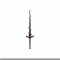 Fantasy Sword With Silver Curved Blade And Decorative Hilt Featuring Blue Gem