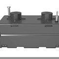 Black Industrial Equipment With Dual Circular Components And Bolted Top Structure 3d model