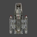 Sci Fi Spaceship Game Movie Character With Gray Body Red Accents And Blue Lights