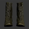 Vintage High Heel Lace Up Boots With Metallic Finish And Wrinkled Surface