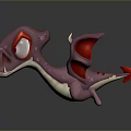 Purple Dragon Character 3D Model with Red Eyes Red Wings and Light Colored Body