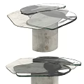 Modern Coffee Table Featuring Glass Top And Distressed Metal Pedestal With Unique Design