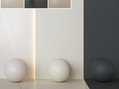 Interior Design Components Featuring Textured Walls And Colored Spheres In White And Dark Gray 3d model