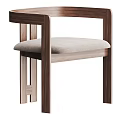 Modern Minimalist Leisure Chair With Wooden Frame Light Gray Cushion And Armrest
