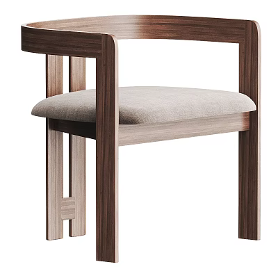 Modern Minimalist Leisure Chair With Wooden Frame Light Gray Cushion And Armrest 3d model