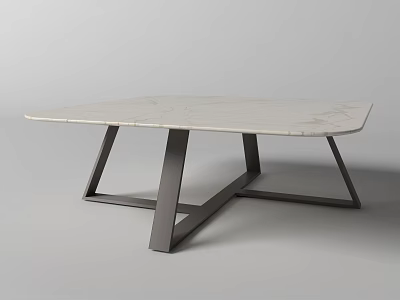 Modern Coffee Table With Sleek Marble Top And Geometric Metal Legs Design 3d model